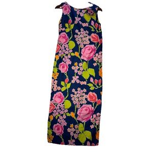 RARE Vintage‎ 60s Malihini Designer Collection Hawaii Floral Maxi Dress Small